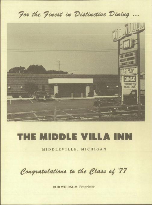 Middle Villa Inn and Bowling Alley - 1977 Yearbook Ad